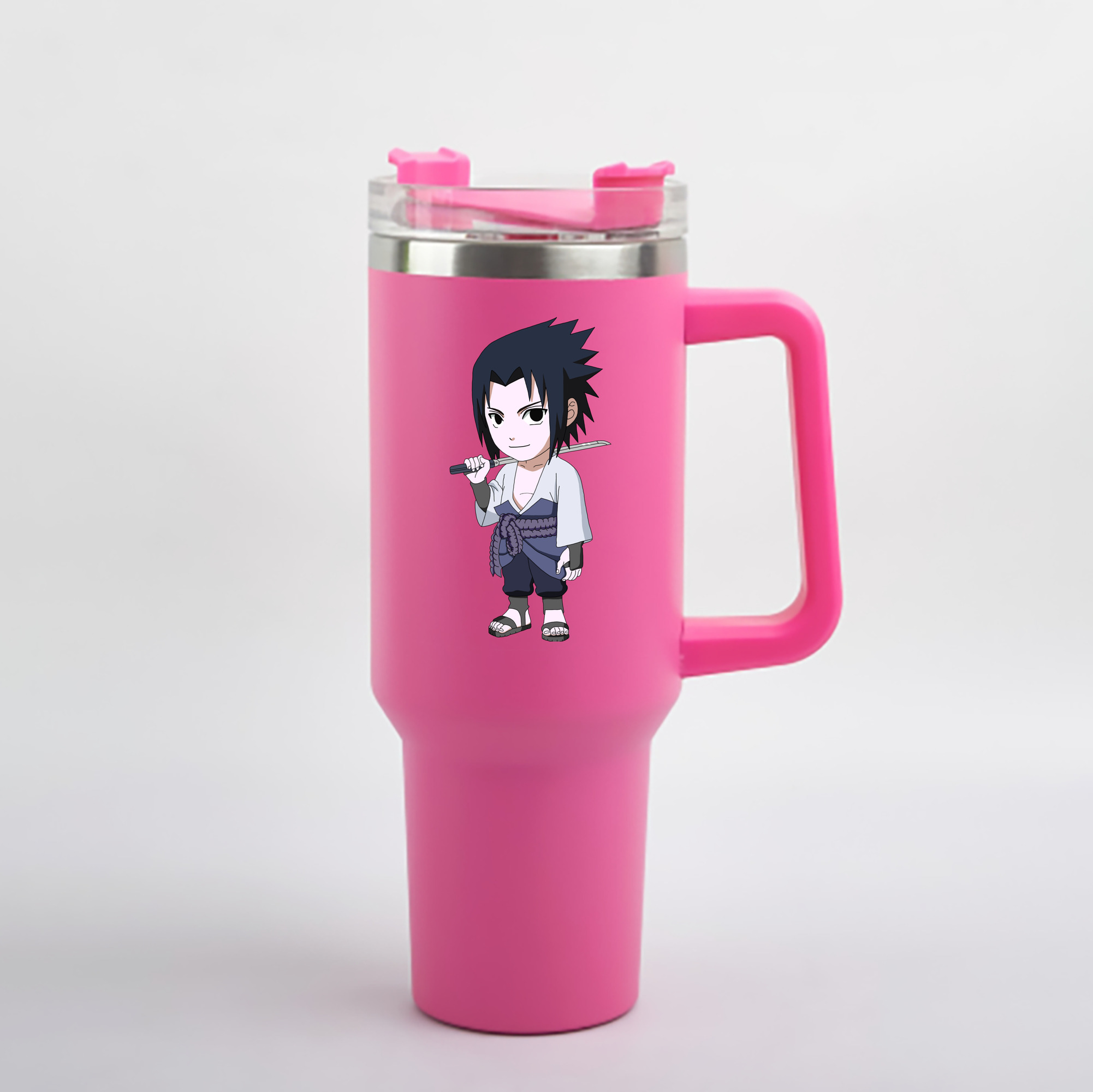 （画像用） NARUTO -ナルト- うちは サスケ Uchiha Sasuke 1200mL車用タンブラー - クリスタルステッカー（プラスチックストロー付き）